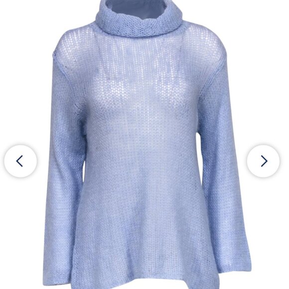 Eileen Fisher - Light Blue Mohair Blend Knit Turtleneck